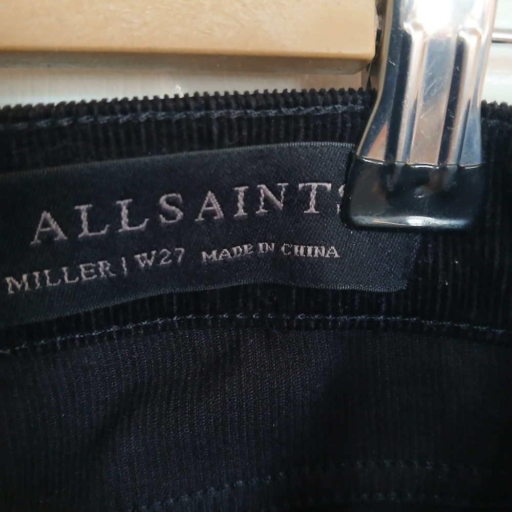 All Saints Women's Miller Black Corduroy Pants Size 27 Quiet Luxury Casual - Picture 7 of 7